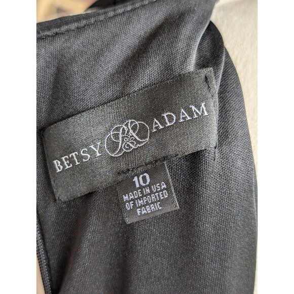 NWT*BETSY & ADAM WRAP GOWN DRESS-RUCHING-FRONT SLIT RUFFLE-V-NECK-BLACK-SZ 10 - Picture 11 of 13